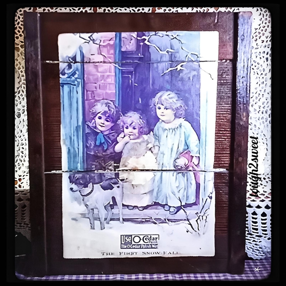 RARE ANTIQUE 12" × 14" RAISIN BOARD WALL ART SAN JOAQUIN VALLEY CA "FIRST SNOW"